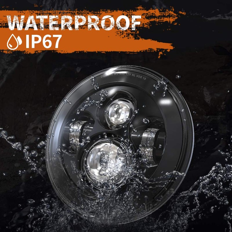 BICYACO DOT 7 Inch Motorcycle LED Headlight Headlamp Compatible with Harley Davidson Electra Glide Street Glide Fat Boy Road King Heritage Softail Switchback Black - Image 5